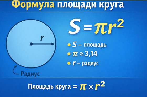 формула площади круга картинка