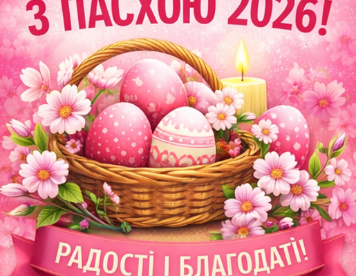 Листівка з Пасхою 2026 радості і благодаті