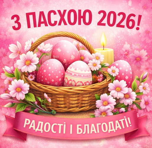 Листівка з Пасхою 2026 радості і благодаті