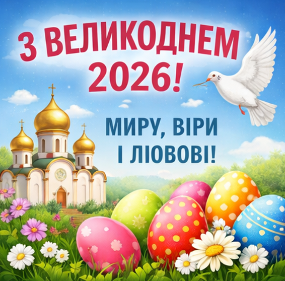 Картинка з Великоднем 2026 миру, віри і любові