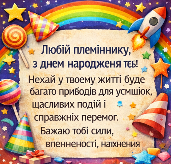 з днем народження племіннику відкритка