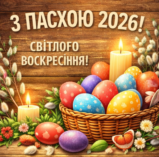 Листівка з Пасхою 2026 святого воскресіння