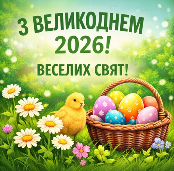 Картинка з Великоднем 2026 веселих свят