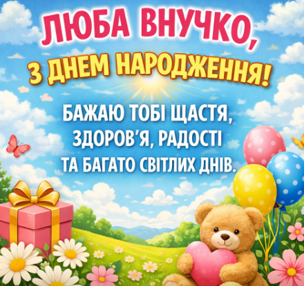 привітання з днем народження внучці картинка