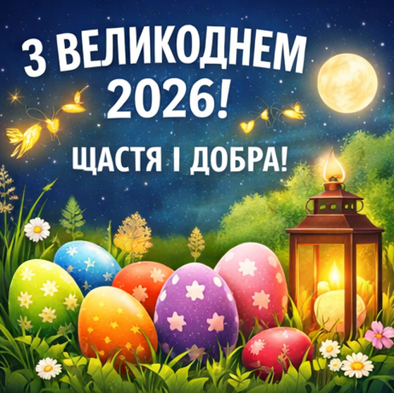 Картинка з Великоднем 2026 щастя і добра