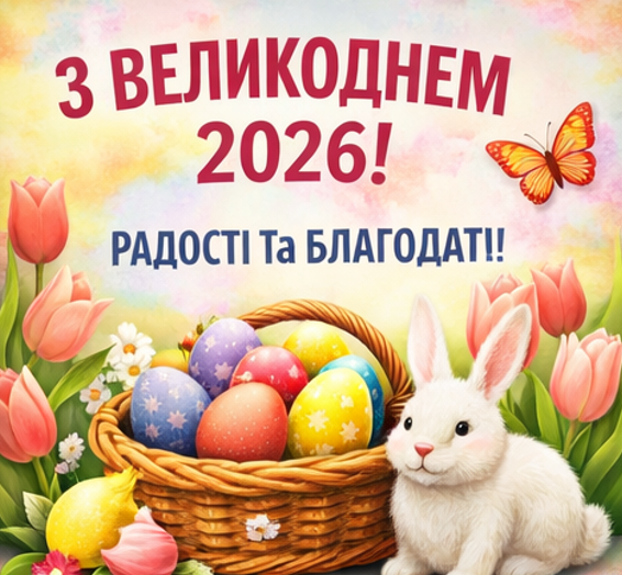 Картинка з Великоднем 2026 радості та благодаті
