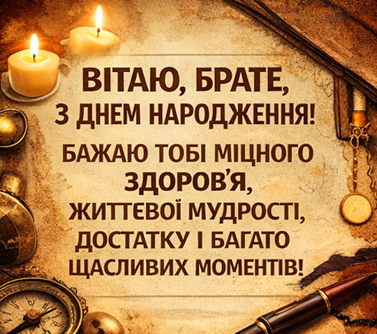 Найщиріші привітання з днем народження брату своїми словами – українською картинка